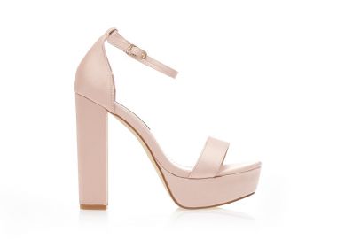 Πέδιλα nude σατέν με φιάπα NUDE - Tsoukalas - 