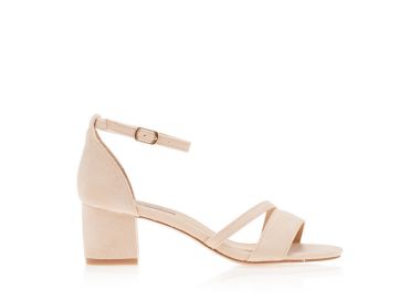 Πέδιλα nude σουέτ με λοξό λουράκι NUDE - Tsoukalas - 