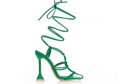 Πέδιλα πράσινα δερματίνη με πολλαπλά λουράκια δετά στη γάμπα. ΠΡΑΣΙΝΟ - Tsoukalas - 