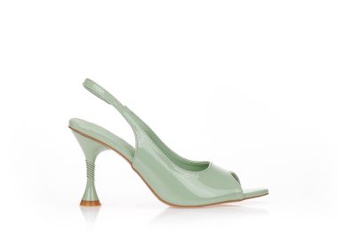 Πέδιλα πράσινα λουστρίνι με ιδιαίτερο τακούνι ΠΡΑΣΙΝΟ - Tsoukalas - 