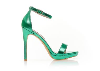 Πέδιλα πράσινα μεταλλιζέ δερματίνη με φιάπα ΠΡΑΣΙΝΟ - Tsoukalas - 
