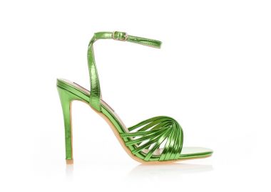 Πέδιλα πράσινα μεταλλιζέ δερματίνη με ιδιαίτερη φάσα ΠΡΑΣΙΝΟ - Tsoukalas - 
