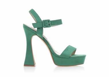 Πέδιλα πράσινα σουέτ με φιάπα και ιδιαίτερο τακούνι ΠΡΑΣΙΝΟ - Tsoukalas - 