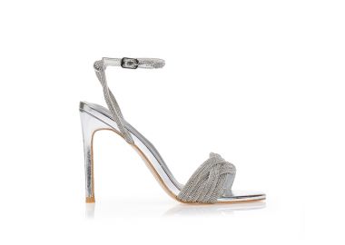 Πέδιλα ψηλοτάκουνα με στρας ΑΣΗΜΙ - Tsoukalas - 