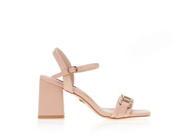 Πέδιλα ροζ δερματίνη με animal print φάσα και χρυσή αγκράφα ΡΟΖ - Tsoukalas - 