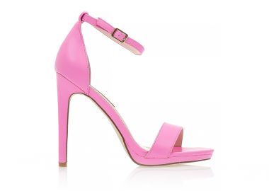 Πέδιλα ροζ δερματίνη με φάσα και λουράκι στον αστράγαλο ΡΟΖ - Tsoukalas - 