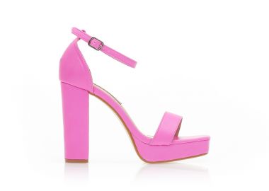 Πέδιλα ροζ δερματίνη με φιάπα και τετράγωνο τελείωμα ΡΟΖ - Tsoukalas - 