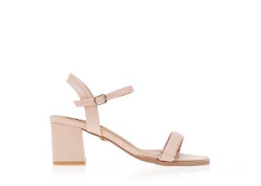 Πέδιλα ροζ δερματίνη με μπρονζέ λεπτομέρεια ΡΟΖ - Tsoukalas - 
