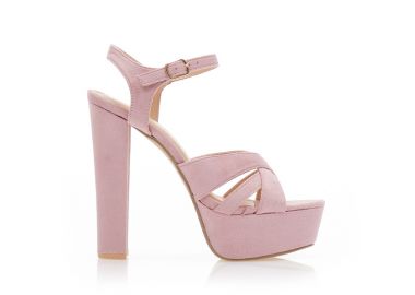 Πέδιλα ροζ σουέτ με χιαστί φάσα και φιάπα ΡΟΖ - Tsoukalas - 