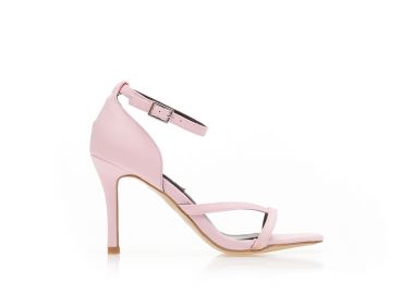 Πέδιλα ροζ υφασμάτινα με λεπτή φάσα και λοξό λουράκι ΡΟΖ - Tsoukalas - 
