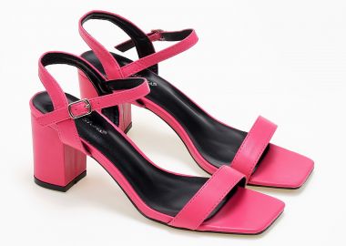 Πέδιλα σε καρέ γραμμή με χοντρό τακούνι - Φούξια - Issue - 