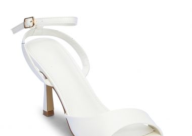 Πέδιλα σε καρέ γραμμή με λεπτό τακούνι - Λευκό - Issue - 