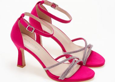 Πέδιλα suede με φτέρνα και glitter - Φούξια - Issue - 