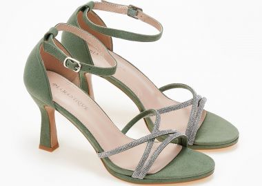 Πέδιλα suede με φτέρνα και glitter - Πράσινο - Issue - 