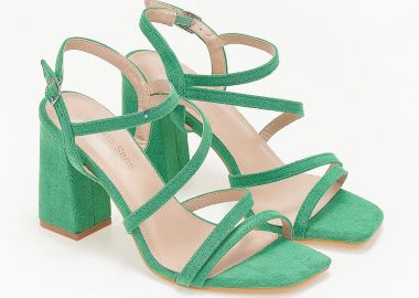 Πέδιλα suede με λουράκια - Πράσινο - Issue - 