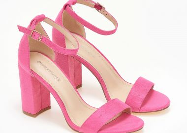 Πέδιλα suede με τακούνι - Ροζ - Issue - 