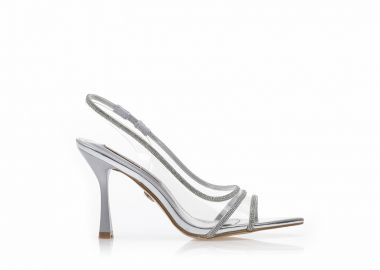 Πέδιλα TSOUKALAS ασημί δερματίνη με διαφάνεια και στρας ΑΣΗΜΙ - Tsoukalas - 