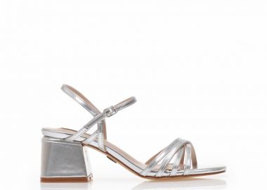 Πέδιλα TSOUKALAS ασημί μεταλλιζέ με μεταλλική λεπτομέρεια στο τακούνι ΑΣΗΜΙ - Tsoukalas - 
