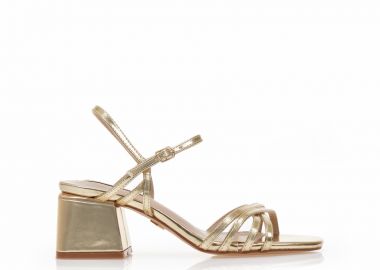 Πέδιλα TSOUKALAS χρυσά μεταλλιζέ με μεταλλική λεπτομέρεια στο τακούνι ΧΡΥΣΟ - Tsoukalas - 