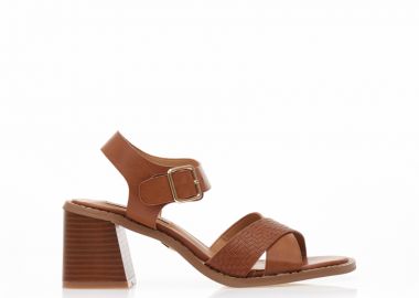Πέδιλα TSOUKALAS κάμελ δερματίνη με χιαστί φάσα ΚΑΜΕΛ - Tsoukalas - 