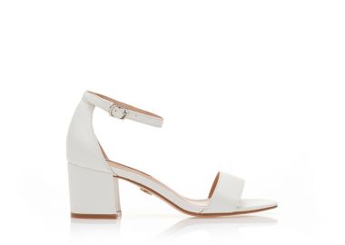 Πέδιλα TSOUKALAS λευκά δερματίνη με λουράκι στον αστράγαλο και χοντρό τακούνι ΛΕΥΚΟ - Tsoukalas - 