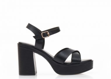 Πέδιλα TSOUKALAS μαύρα δερματίνη με χιαστί φάσα και φιάπα ΜΑΥΡΟ - Tsoukalas - 