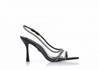 Πέδιλα TSOUKALAS μαύρα δερματίνη με διαφάνεια και στρας ΜΑΥΡΟ - Tsoukalas - 