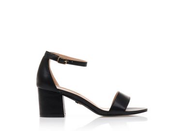 Πέδιλα TSOUKALAS μαύρα δερματίνη με λουράκι στον αστράγαλο και χοντρό τακούνι ΜΑΥΡΟ - Tsoukalas - 