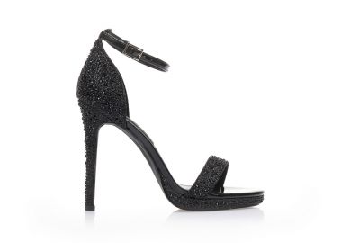 Πέδιλα TSOUKALAS μαύρα λουστρίνι από στρας με φιάπα ΜΑΥΡΟ - Tsoukalas - 