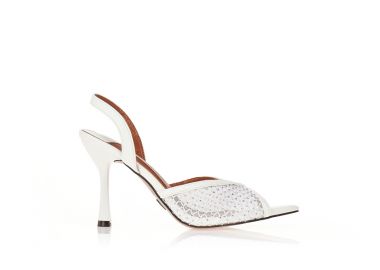 Πέδιλα TSOUKALAS με διάτρητη φάσα και στρας ΛΕΥΚΟ - Tsoukalas - 