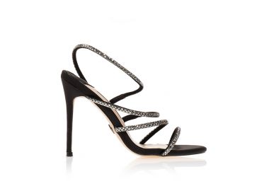 Πέδιλα TSOUKALAS με λεπτά λουράκια και στρας ΜΑΥΡΟ - Tsoukalas - 