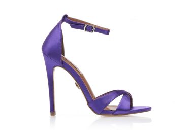 Πέδιλα TSOUKALAS μωβ σατέν με χιαστή φάσα και λεπτό τακούνι ΜΩΒ - Tsoukalas - 