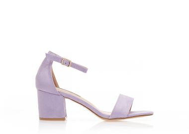 Πέδιλα TSOUKALAS μωβ σουέτ με λουράκι στον αστράγαλο και χοντρό τακούνι ΜΩΒ - Tsoukalas - 