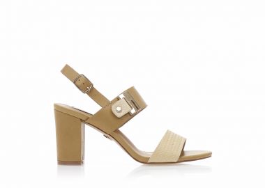 Πέδιλα TSOUKALAS μπεζ δερματίνη με ακράφα ΜΠΕΖ - Tsoukalas - 