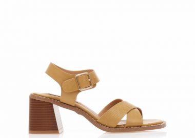 Πέδιλα TSOUKALAS μπεζ δερματίνη με χιαστί φάσα ΜΠΕΖ - Tsoukalas - 