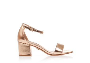 Πέδιλα TSOUKALAS μπρονζέ δερματίνη με λουράκι στον αστράγαλο και χοντρό τακούνι ΜΠΡΟΝΖΕ - Tsoukalas - 