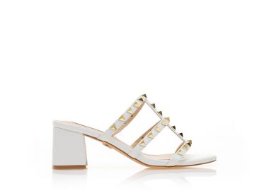 Πέδιλα TSOUKALAS mules λευκά δερματίνη με χρυσά τρουκς ΛΕΥΚΟ - Tsoukalas - 