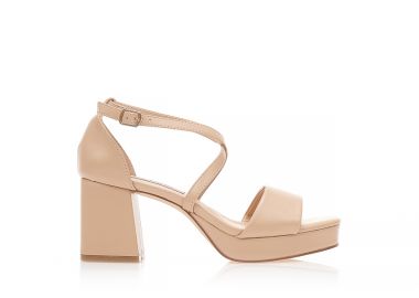 Πέδιλα TSOUKALAS nude δερματίνη με χιαστί λουράκια NUDE - Tsoukalas - 