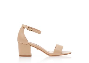 Πέδιλα TSOUKALAS nude δερματίνη με λουράκι στον αστράγαλο και χοντρό τακούνι NUDE - Tsoukalas - 