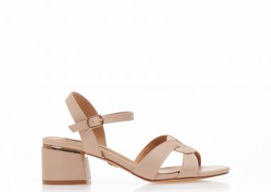 Πέδιλα TSOUKALAS nude δερματίνη με μεταλλική λεπτομέρεια στο τακούνι NUDE - Tsoukalas - 