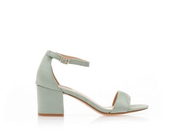 Πέδιλα TSOUKALAS πράσινα σουέτ με λουράκι στον αστράγαλο και χοντρό τακούνι ΠΡΑΣΙΝΟ - Tsoukalas - 
