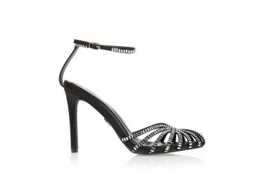 Πέδιλα TSOUKALAS σουέτ μαύρα με στρας ΜΑΥΡΟ - Tsoukalas - 