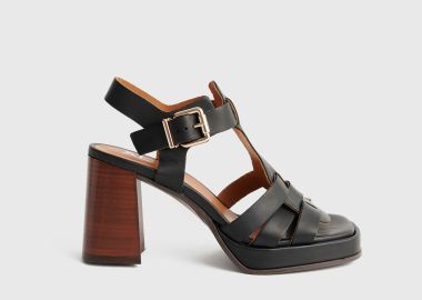 Πέδιλο δερμάτινο με ψηλό τακούνι - 5206179117661 -  - 