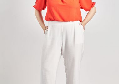 Peg παντελόνι όψη λινό με κροσέ λεπτομέρειες -  - 