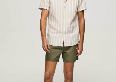 Pepe Jeans ανδρικό μαγιό σορτς μονόχρωμο με contrast logo print στο πλάι 