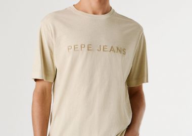 Pepe Jeans ανδρικό T-shirt μονόχρωμο με logo print 