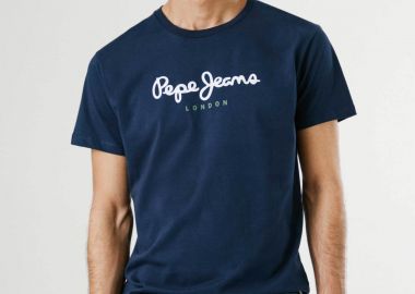Pepe Jeans ανδρικό T-shirt μονόχρωμο με στρογγυλή λαιμόκοψη και logo print 