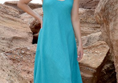 ΠΕΤΡΟΛ ΦΟΡΕΜΑ LINEN-LOOK ΜΕ ΔΙΑΚΟΣΜΗΤΙΚΑ ΓΑΖΙΑ - Anna Raxevsky - 