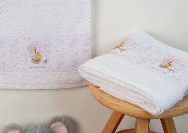 ΠΕΤΣΕΤΑ Με Ψηφιακή Εκτύπωση Σετ 2 τεμ bebe Balloon 66 30X50,70X140 Λευκό 100% Cotton - Dimcol - 