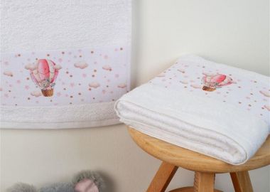 ΠΕΤΣΕΤΑ Με Ψηφιακή Εκτύπωση Σετ 2 τεμ bebe Into The Sky 69 30X50,70X140 Λευκό 100% Cotton - Dimcol - 